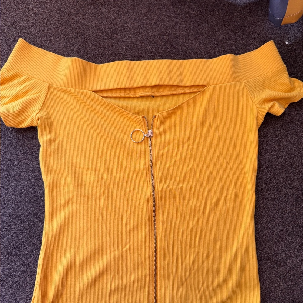 Off-Shoulder Mustard Yellow Dress